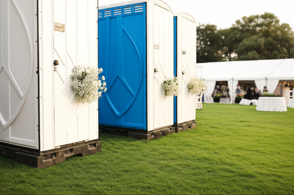 Clean porta potty units at outdoor event