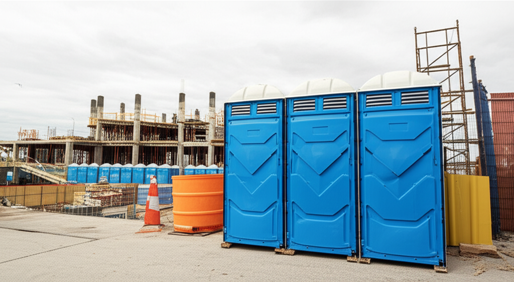 Porta potty units at construction site